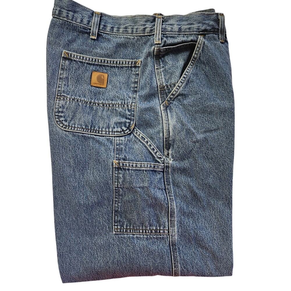 Carhartt Carpenter Relaxed Fit Medium Wash Baggy Denim Jean Pants Mens 40x29